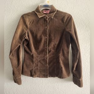 Andrew & Co Brown Corduroy Shirt Sz S